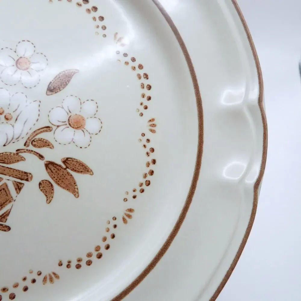 Cumberland Mayblossom Stoneware Japan Dessert Plates Set of 3 Brown Floral 7.75